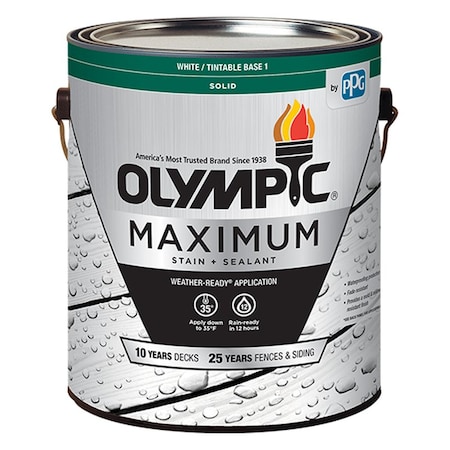Deft Olympic Maximum Solid Tintable White Base 1 Acrylic Latex Stain and Sealant 1 gal 79601A/01